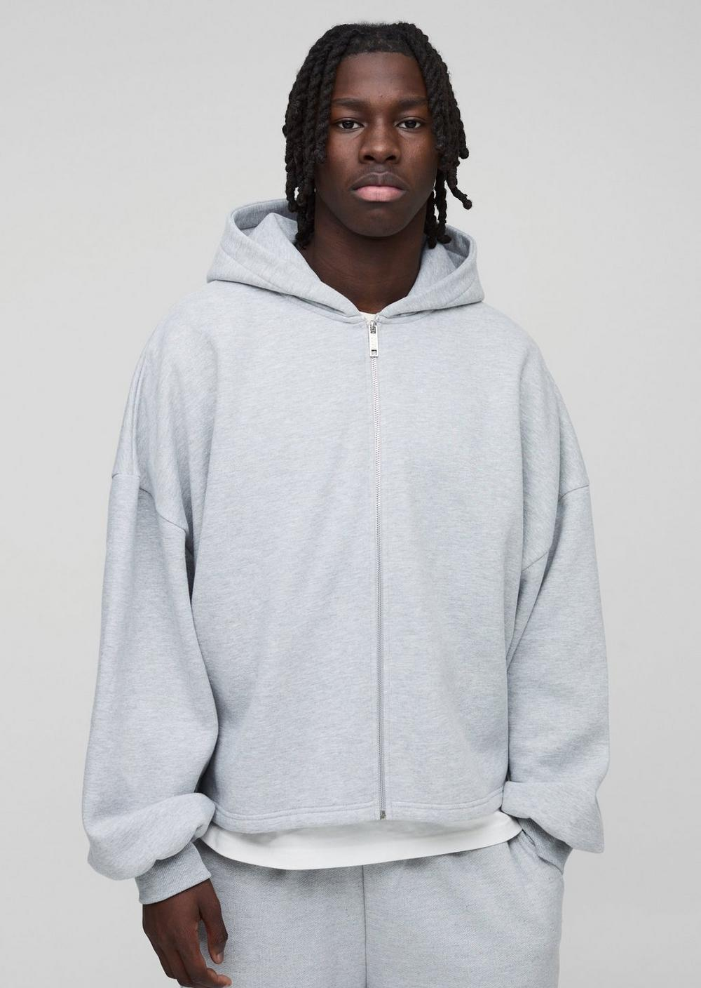 Juese Extreme Oversized Boxy Zip-Through Hoodie | 100% Cotton | Casual & Comfortable