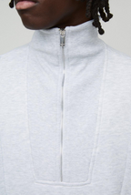 Juese Grey Marl Funnel Neck Zip Sweatshirt |70% Cotton 30% Polyester Casual Hoodie