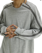 Juese Oversized Zip-Detail Sweatshirt | Streetwear Style | Casual Grey Pullover