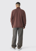 Juese Ribbed Detail Zip-Up Sweatshirt | Casual Brown Jacket | Modern Design with Zipper
