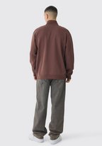 Juese Ribbed Detail Zip-Up Sweatshirt | Casual Brown Jacket | Modern Design with Zipper