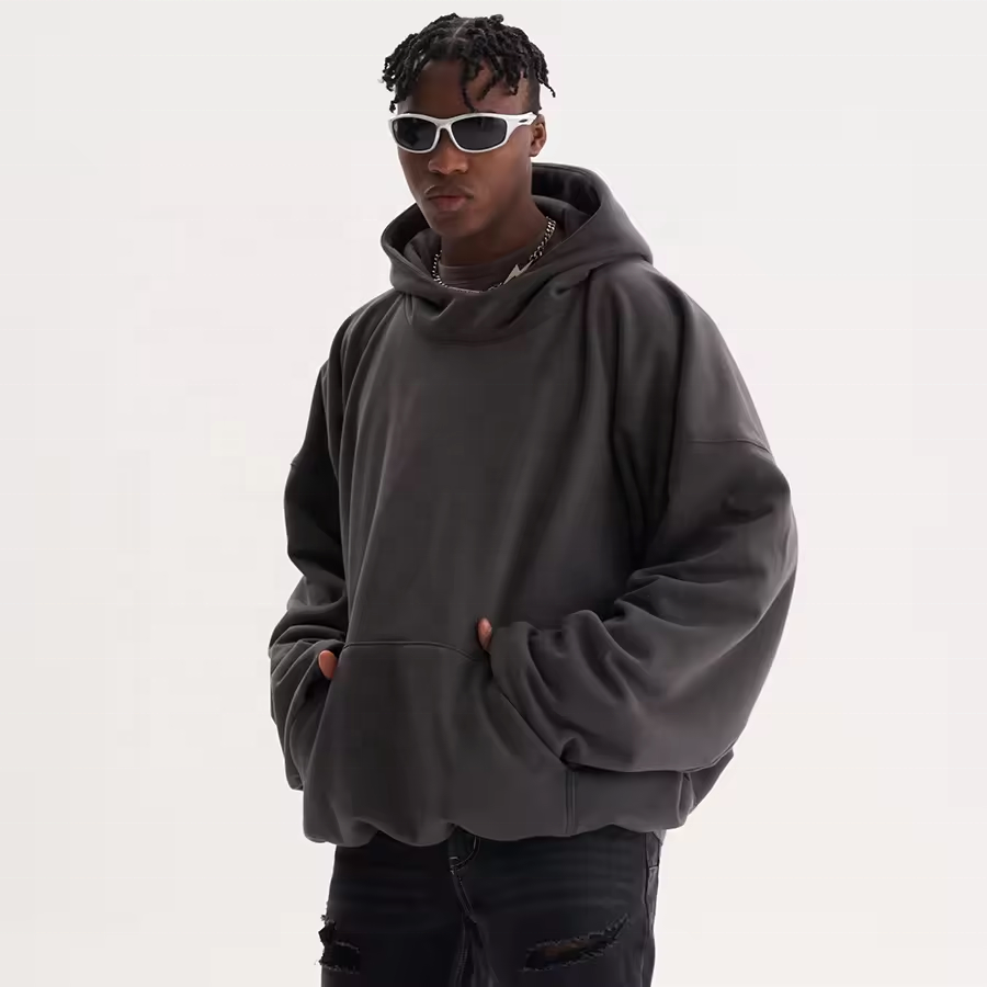 Oversized Dark Grey Hoodie | 100% Cotton | Comfortable Loose Fit with Front Pocket