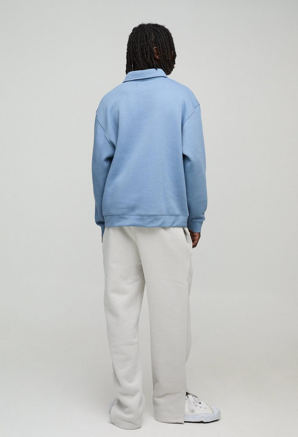 Juese Blue Polo Sweatshirt | 100% Cotton | Long Sleeve Casual Top