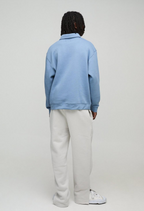 Juese Blue Polo Sweatshirt | 100% Cotton | Long Sleeve Casual Top