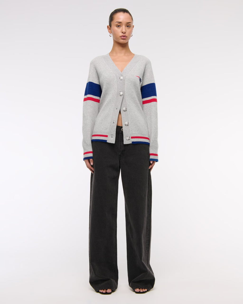 American Sports Style New England Patriots Light Gray Knitted Cardigan