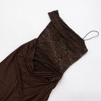 suspender lace patchwork dress Sexy hot girl style long skirt