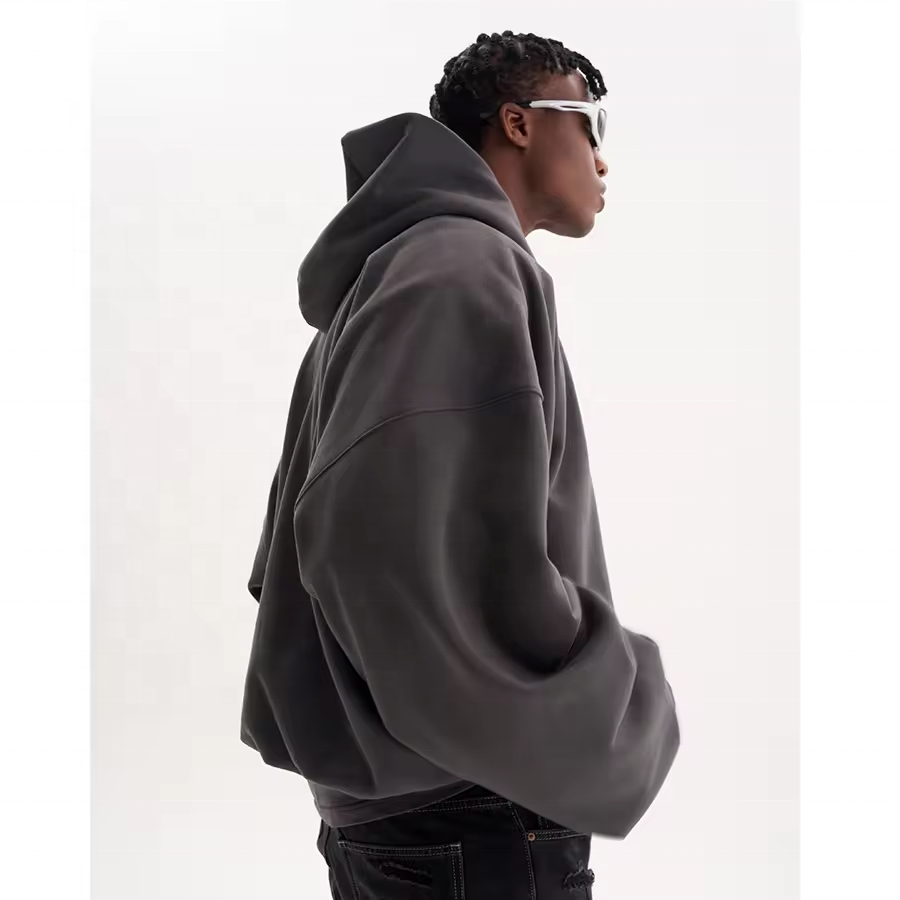 Oversized Dark Grey Hoodie | 100% Cotton | Comfortable Loose Fit with Front Pocket