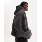 Oversized Dark Grey Hoodie | 100% Cotton | Comfortable Loose Fit with Front Pocket