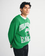 Loose Crew Neck Philadelphia Eagles Themed Trendy Sweater