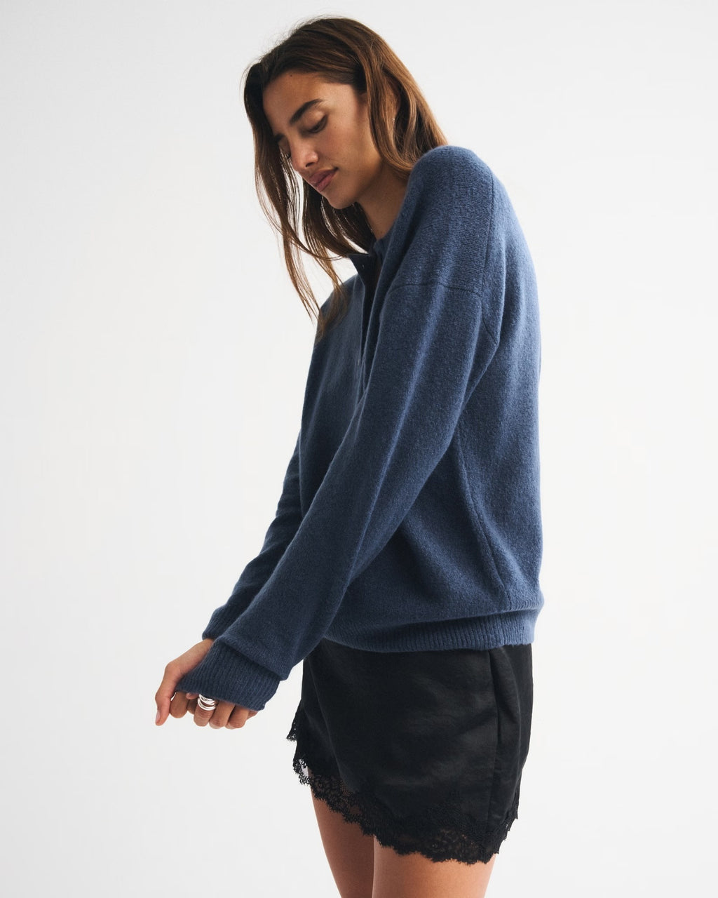 Minimalist Comfortable Solid Color Drop – shoulder Knit Top