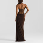 suspender lace patchwork dress Sexy hot girl style long skirt