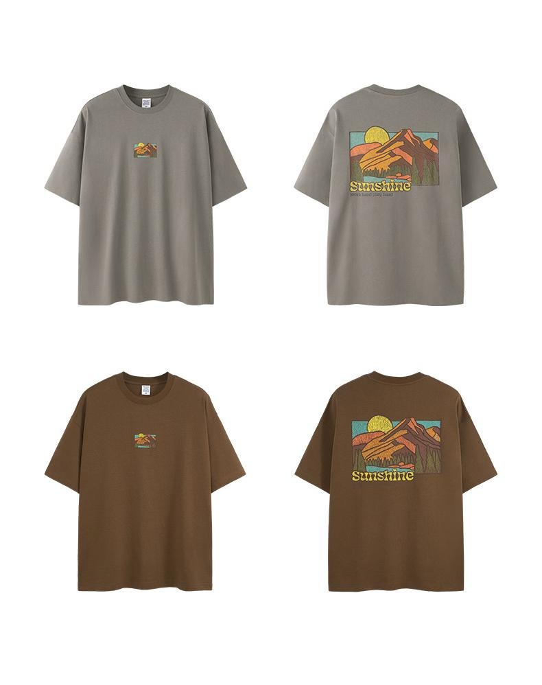 Sunshine Mountain Graphic T-Shirt | 100% Cotton | Casual Streetwear Short Sleeve Tee
