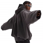 Oversized Dark Grey Hoodie | 100% Cotton | Comfortable Loose Fit with Front Pocket