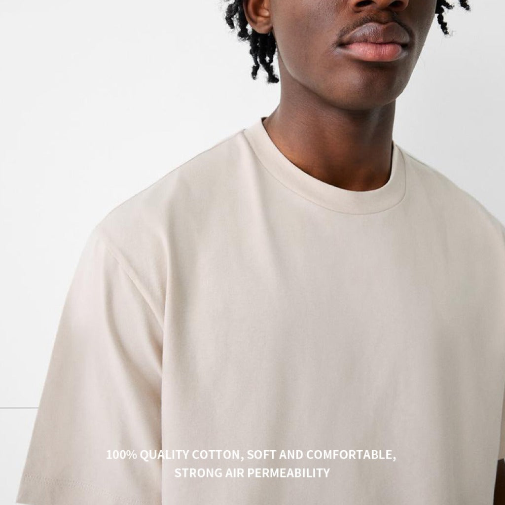 2025 OversizedT-Shirt | 100% Cotton | Crew Neck | Solid Color | Boxy Fit | Streetwear Basic Tee | Minimalist Short Sleeve Top