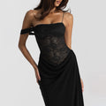 suspender lace patchwork dress Sexy hot girl style long skirt