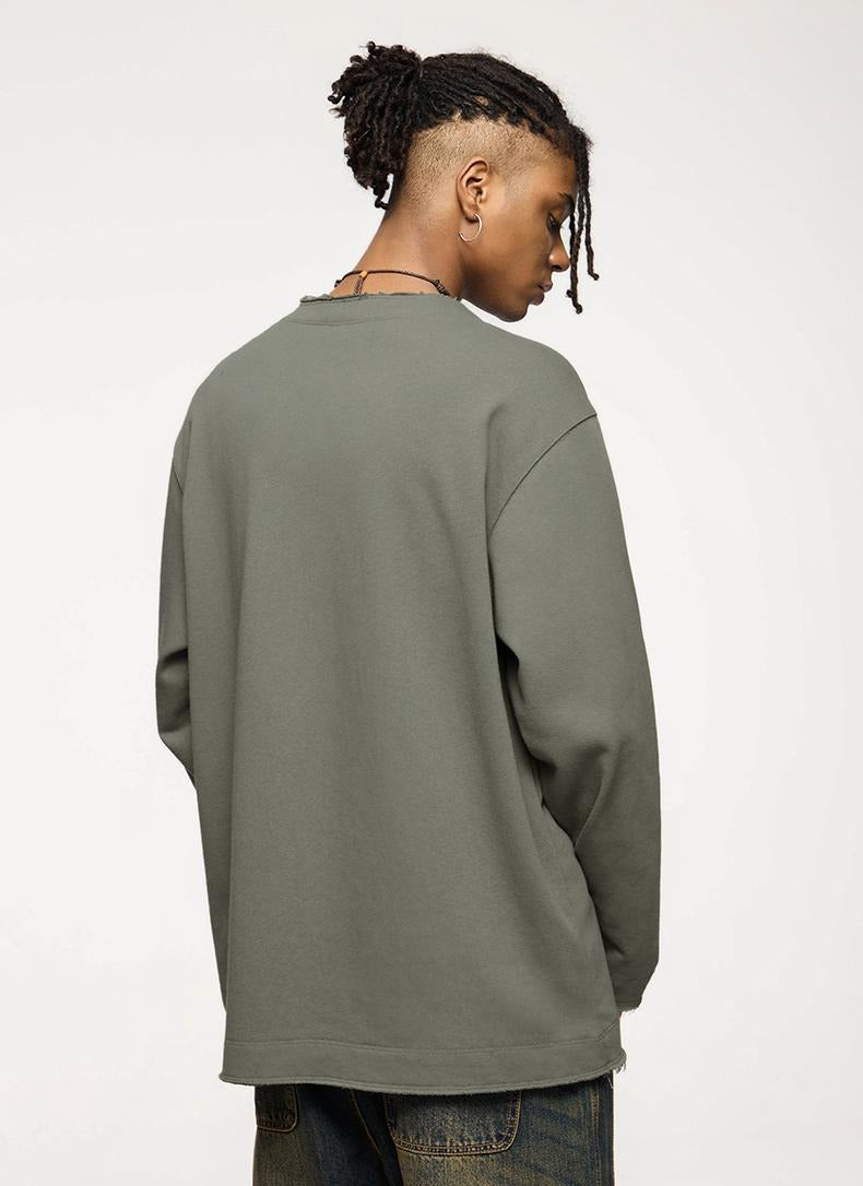 Cotton Blend Long Sleeve Sweatshirt | Relaxed Fit | Streetwear Essential | Soft & Comfortable
