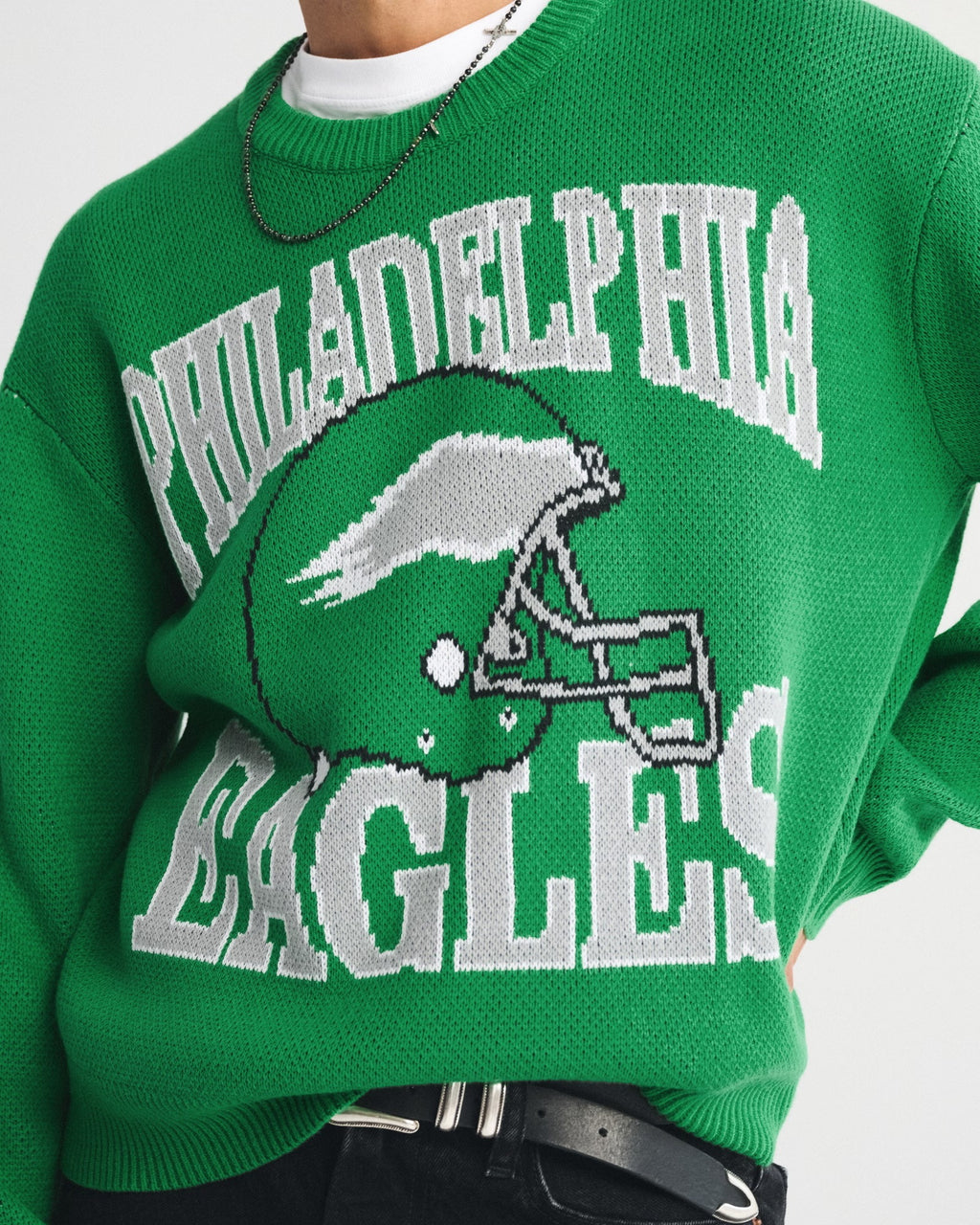 Loose Crew Neck Philadelphia Eagles Themed Trendy Sweater