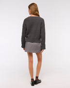 Textured Button Short – length Dark Gray Sweater Coat