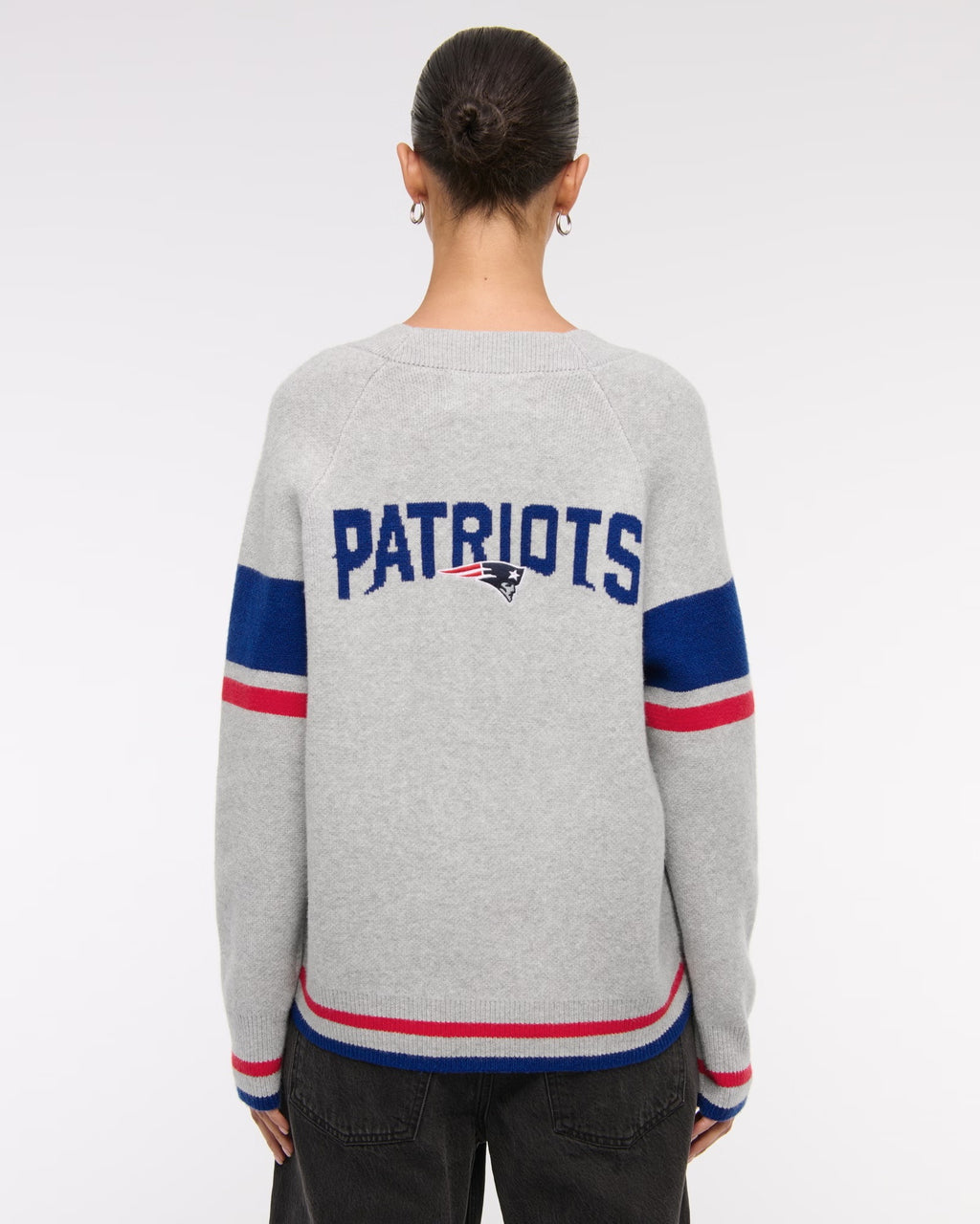 American Sports Style New England Patriots Light Gray Knitted Cardigan