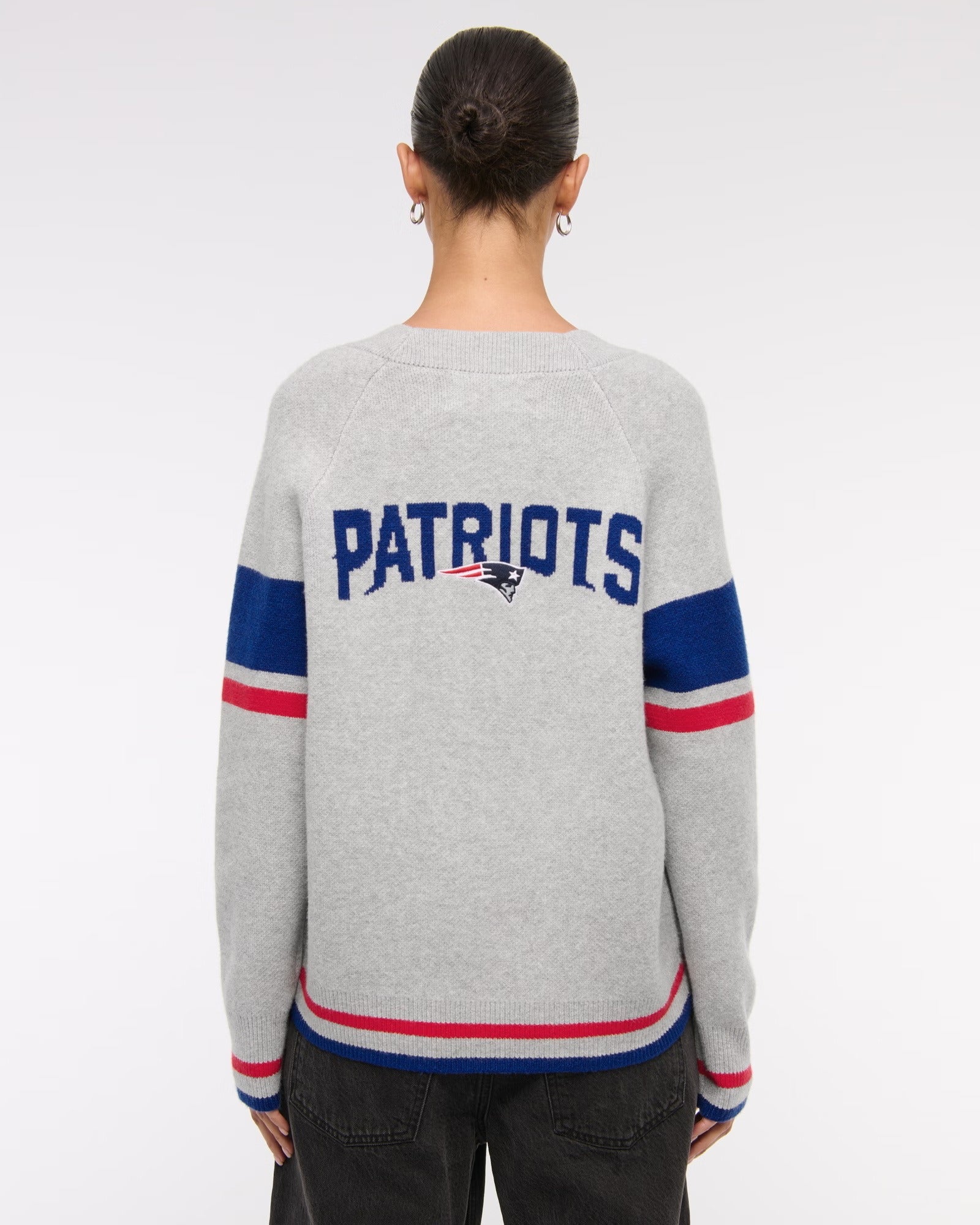 American Sports Style New England Patriots Light Gray Knitted Cardigan