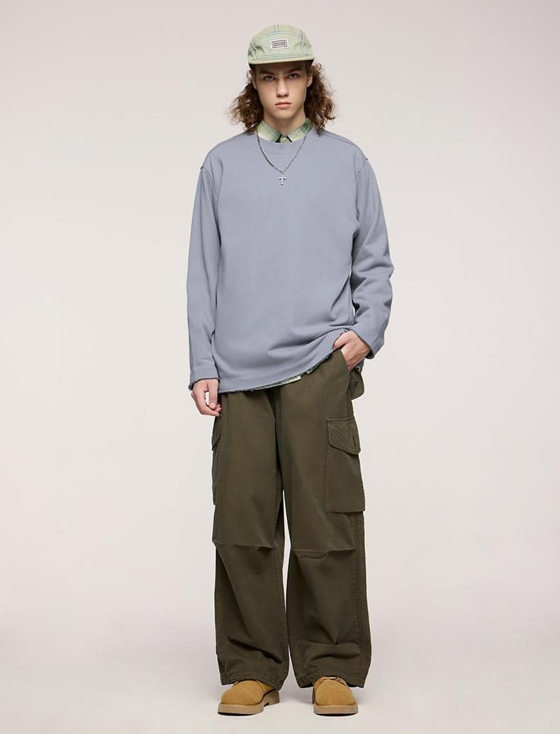 Cotton Blend Long Sleeve Sweatshirt | Relaxed Fit | Streetwear Essential | Soft & Comfortable