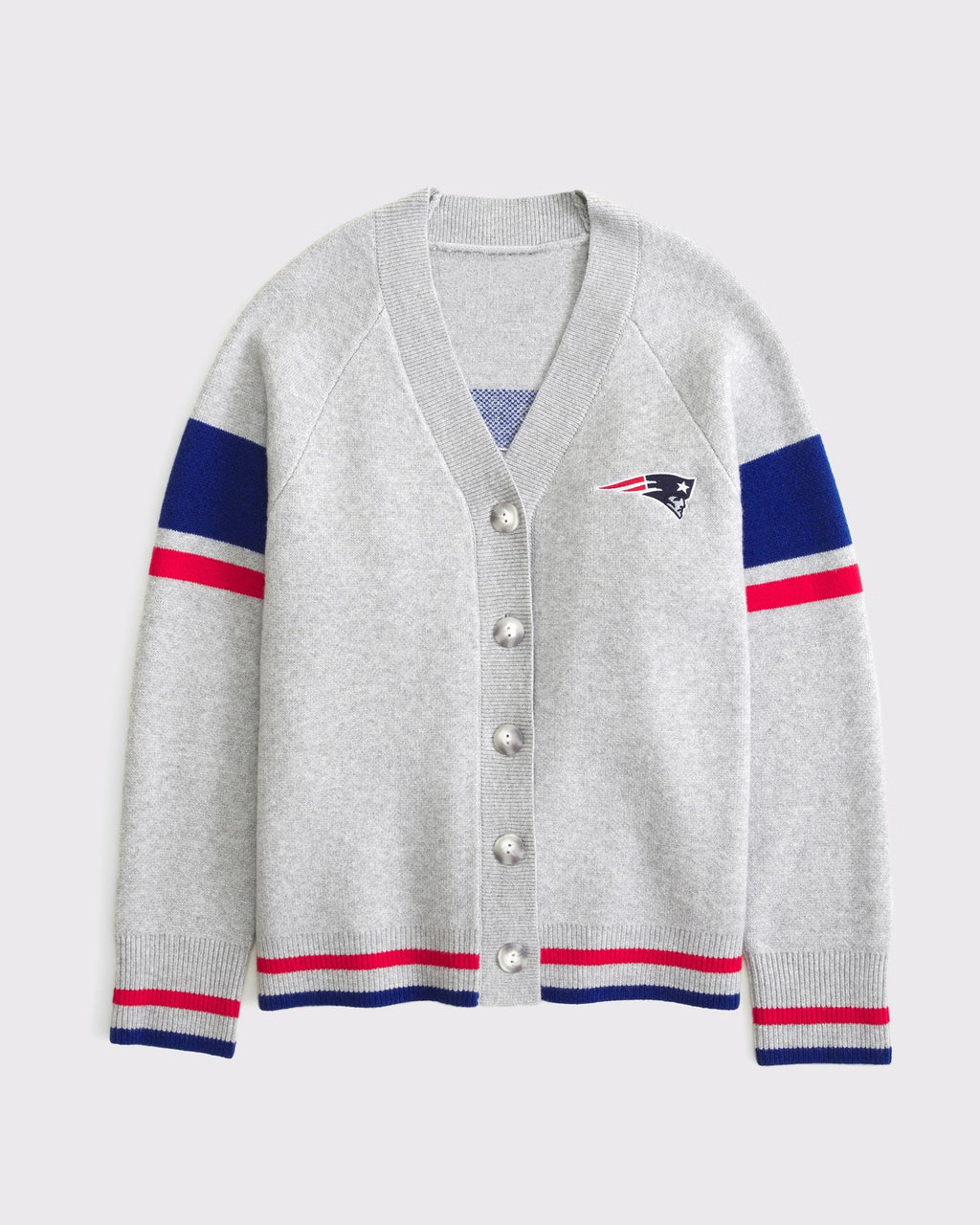American Sports Style New England Patriots Light Gray Knitted Cardigan