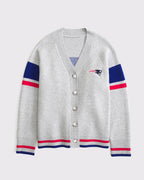 American Sports Style New England Patriots Light Gray Knitted Cardigan