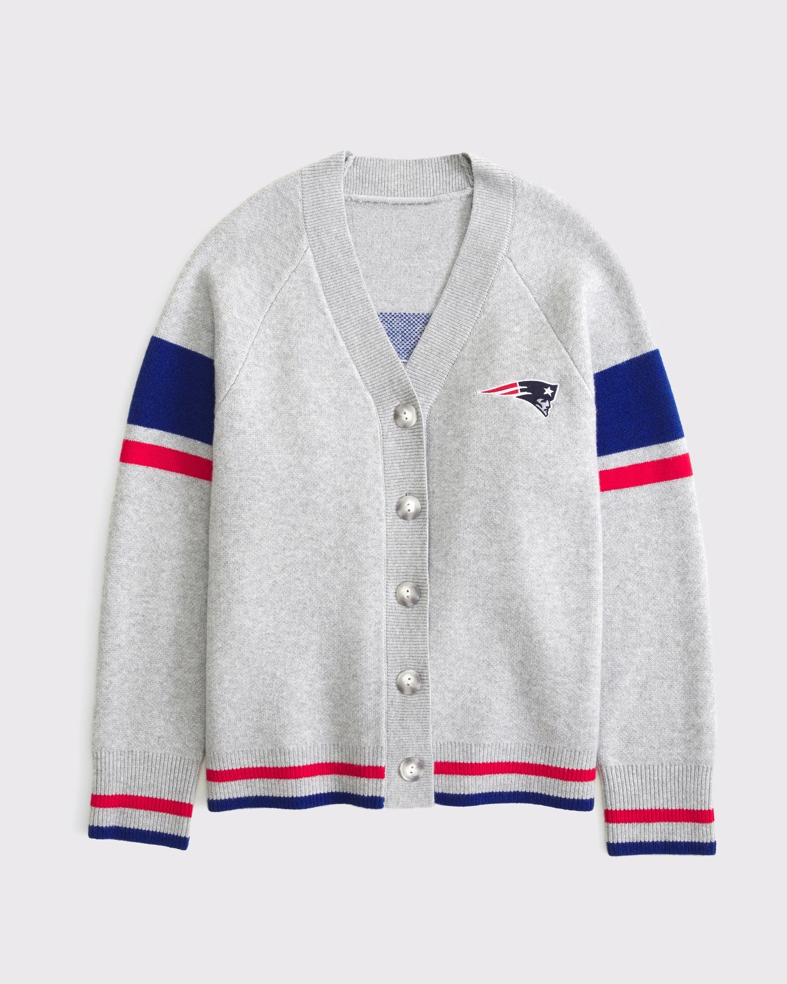 American Sports Style New England Patriots Light Gray Knitted Cardigan